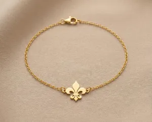 Fleur De Lis Charm Bracelet: Handmade 925 Sterling Silver Delicate Chain – 2
