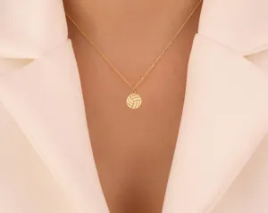 Volleyball Necklace: Minimalist Sports Pendant in Sterling Silver – 3
