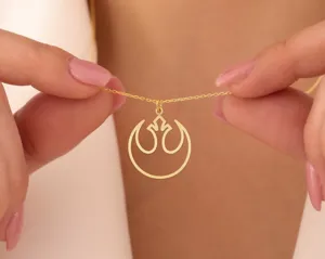 Rebel Alliance Outline Necklace - Minimalist Sci-Fi Pendant in Sterling Silver – 2