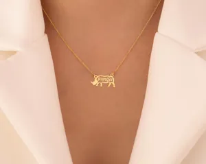 Rhinoceros Name Necklace – Personalized 925 Silver Wildlife Jewelry – 3