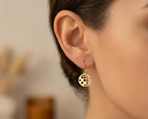 Disco Ball Earrings in 925 Sterling Silver with Geometric Design – 1