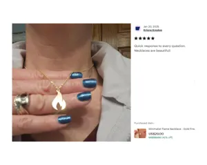 Minimalist Flame Necklace: Gold Fire Pendant in Sterling Silver – 6