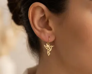 Hummingbird Earrings in 925 Sterling Silver – Handmade Nature-Inspired Bird Jewelry – 1