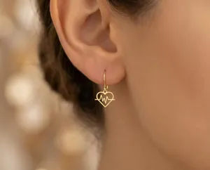 Heartbeat Earrings – Handmade 925 Sterling Silver Heart Jewelry – 1
