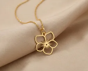 Violet Flower Pendant Necklace in 925 Sterling Silver Floral Jewelry – 1