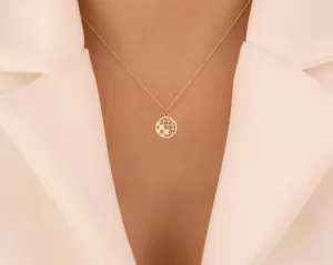 Disco Ball Necklace – Minimalist Party Pendant in 925 Sterling Silver – 5