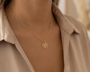 Rose Pendant Necklace: Handmade 925 Sterling Silver Openwork Flower – 2