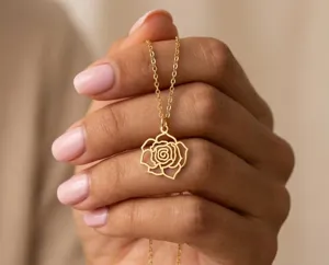 Rose Pendant Necklace: Handmade 925 Sterling Silver Openwork Flower – 3
