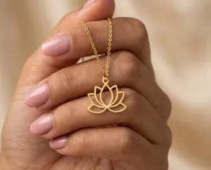 Lotus Necklace in Sterling Silver Floral Pendant, Gold or Rose Gold – 3
