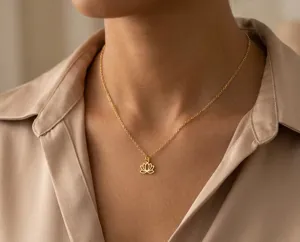 Lotus Necklace in Sterling Silver Floral Pendant, Gold or Rose Gold – 1