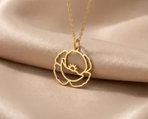 Poppy Pendant Necklace: Handmade Sterling Silver Floral Jewelry – 1