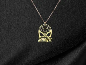 Custom Spiderman Necklace – Personalized Superhero Pendant in Sterling Silver – 1
