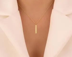 Custom Vertical Name Necklace in Gold - Personalized Pendant – 3