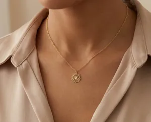 Aster Flower Pendant Necklace – Handmade 925 Sterling Silver Floral Design – 2