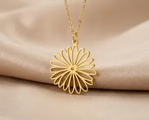 Aster Flower Pendant Necklace – Handmade 925 Sterling Silver Floral Design – 3