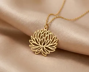 Chrysanthemum Pendant Necklace: Handmade 925 Sterling Silver Floral Jewelry – 1