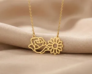 Dainty Flower Necklace – Sterling Silver Birth Flower Pendant – 8