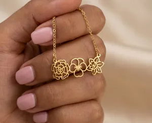 Dainty Flower Necklace – Sterling Silver Birth Flower Pendant – 4