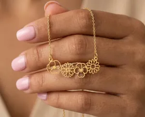 Dainty Flower Necklace – Sterling Silver Birth Flower Pendant – 2