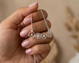 Dainty Flower Necklace – Sterling Silver Birth Flower Pendant – 3