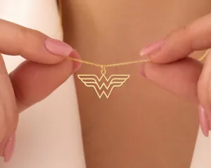 Wonder Woman Inspired Necklace: Winged W Pendant in Sterling Silver – 1
