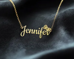 Custom Name Necklace with Bow – Personalized Gold Plated Jewelry – 3