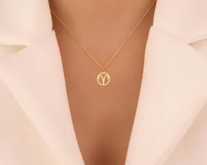 Aries Zodiac Charm Necklace – Celestial Astrology Pendant in Gold – 3