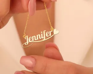 Custom Heart Name Necklace: Personalized Minimalist Name Pendant in Gold, Rose Gold or Silver – 3