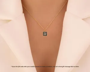 Custom QR Code Necklace – Personalized Digital Message Pendant – 3