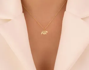 Bear Name Necklace: Personalized Animal Pendant in Gold Plated Silver – 3