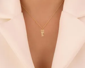 Bulldog Name Necklace in Gold – Personalized Dog Pendant – 3