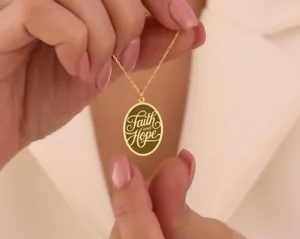 Faith and Hope Necklace: Inspirational Christian Pendant in Gold, Rose Gold or Silver – 2