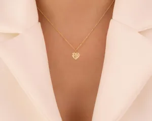 Jesus Heart Necklace in Sterling Silver with Gold Plated Finish – 3