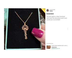 Lotus Name Necklace – Custom Floral Pendant in Sterling Silver – 6