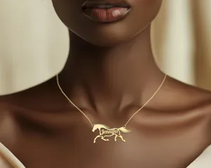 Custom Name Necklace with Horse Pendant: Personalized Equestrian Jewelry – 1