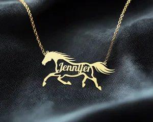 Custom Name Necklace with Horse Pendant: Personalized Equestrian Jewelry – 2