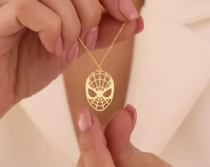 Spiderman-Inspired Necklace: Bold Web Pendant in Gold Plated Sterling Silver – 2