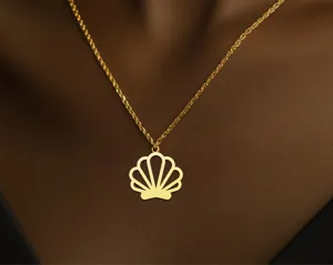 Gold Plated Sea Shell Pendant – Minimalist Beach Necklace – 4