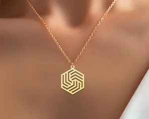 Hexagon Pendant Necklace – Contemporary Geometric Jewelry – 4