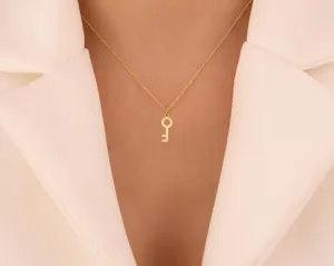 Key Necklace in 925 Sterling Silver with Gold, Rose Gold or Silver Finish – 3