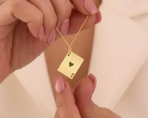 Ace of Hearts Necklace in Gold Plated Silver for Poker Fans – 2