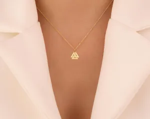 Valknut Necklace in Gold Plated Silver - Viking Symbol Pendant – 3