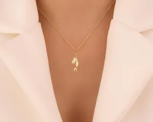 Mermaid Necklace in Gold Plated Sterling Silver – Ocean Inspired Pendant – 3