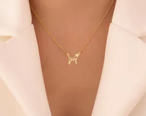 Personalized Beagle Name Necklace in Gold Plated Silver – 2