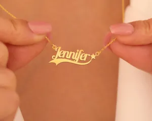 Custom Star Name Necklace in Gold Plated Silver for Women – 4