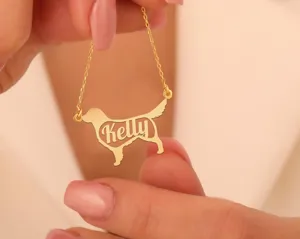 Personalized Golden Retriever Name Necklace in Sterling Silver – 3