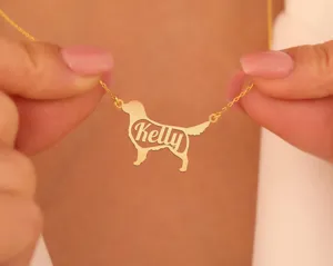 Personalized Golden Retriever Name Necklace in Sterling Silver – 1