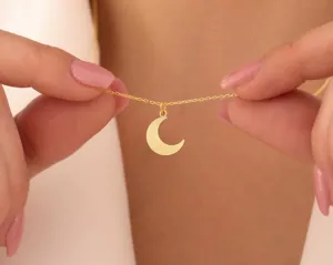 Minimalist Moon Pendant Necklace in Sterling Silver – 2