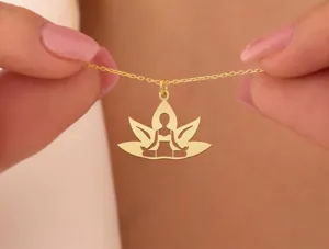 Lotus Necklace: Minimalist Yoga Pendant in Sterling Silver – 1