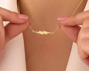 Lightning Bolt Necklace | Gold Plated Minimalist Pendant – 2